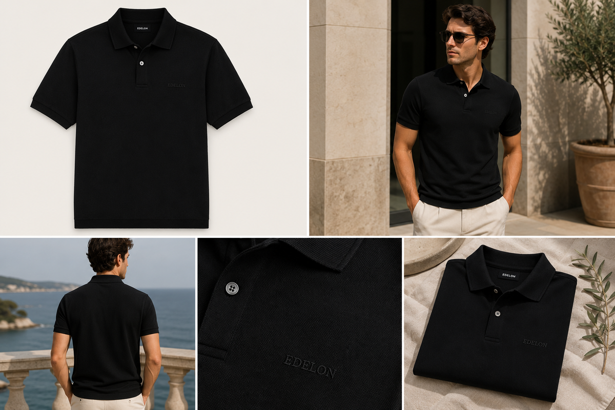 Edelon Premium Cotton Polo – Black